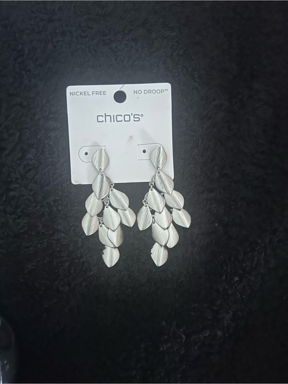 Chico's Brushed Silver Leaf Cascade Earrings
